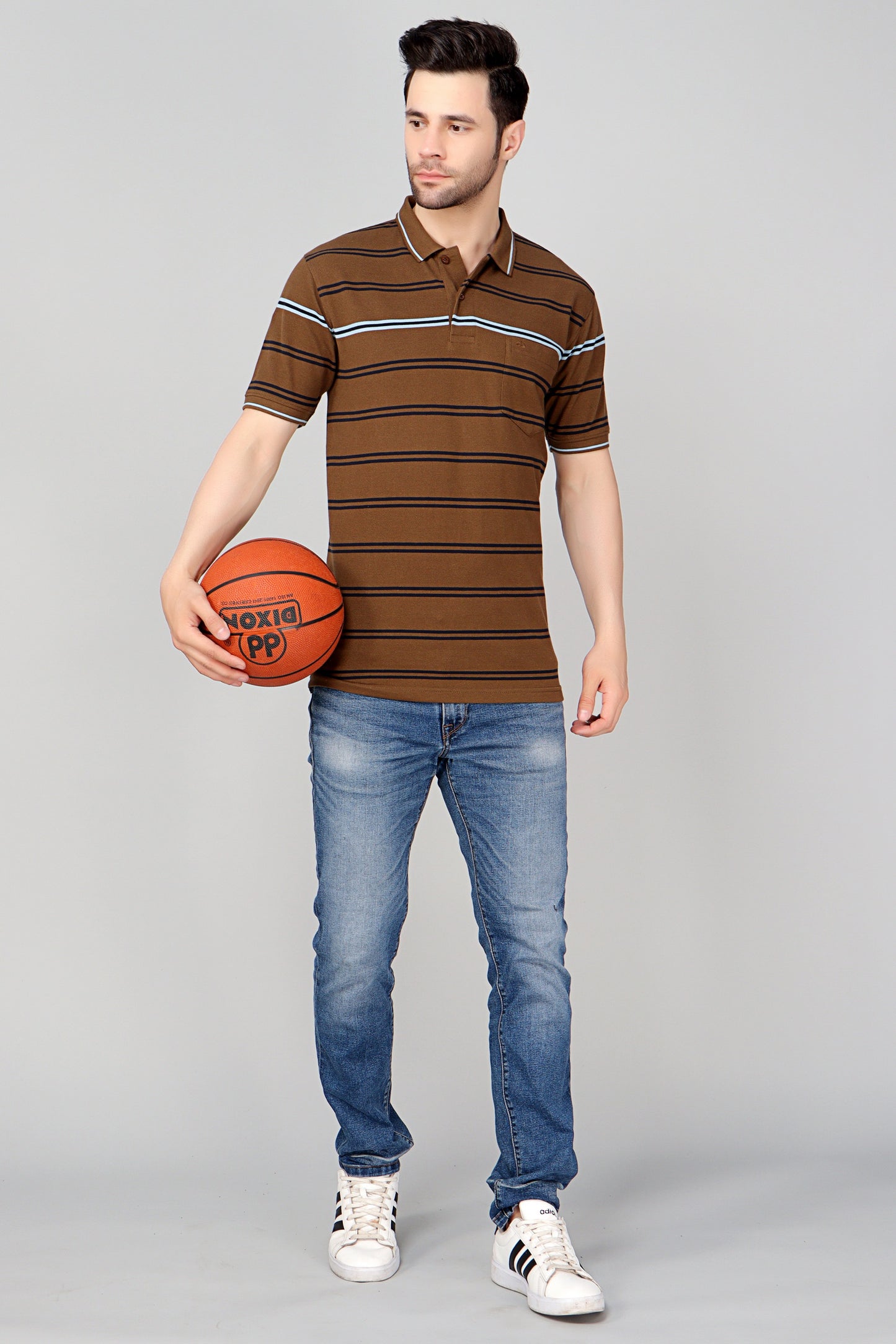 Pique Stripe Regular Fit Pocket Polo