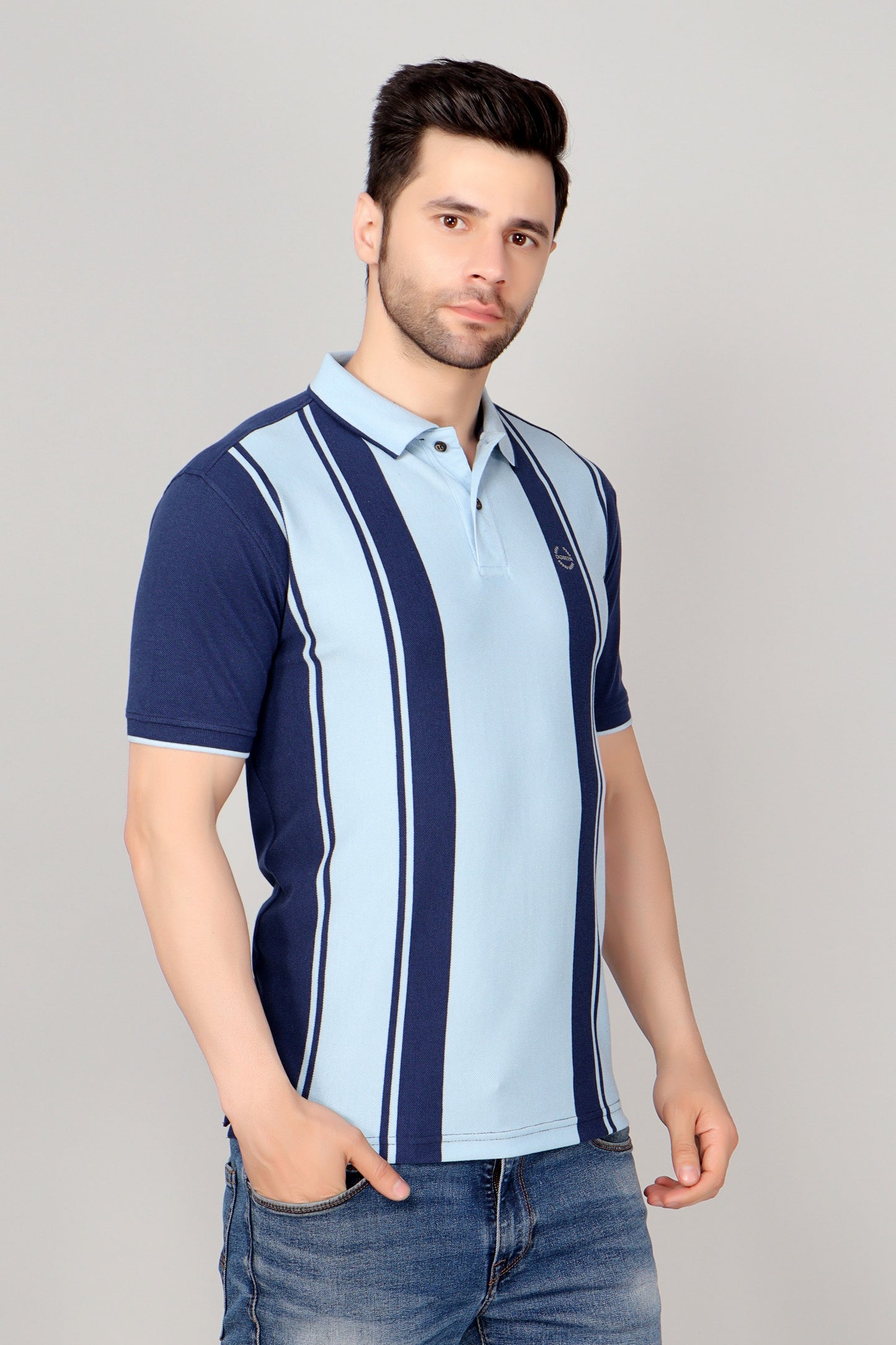 Vertical Stripe Pique Smart Fit Polo