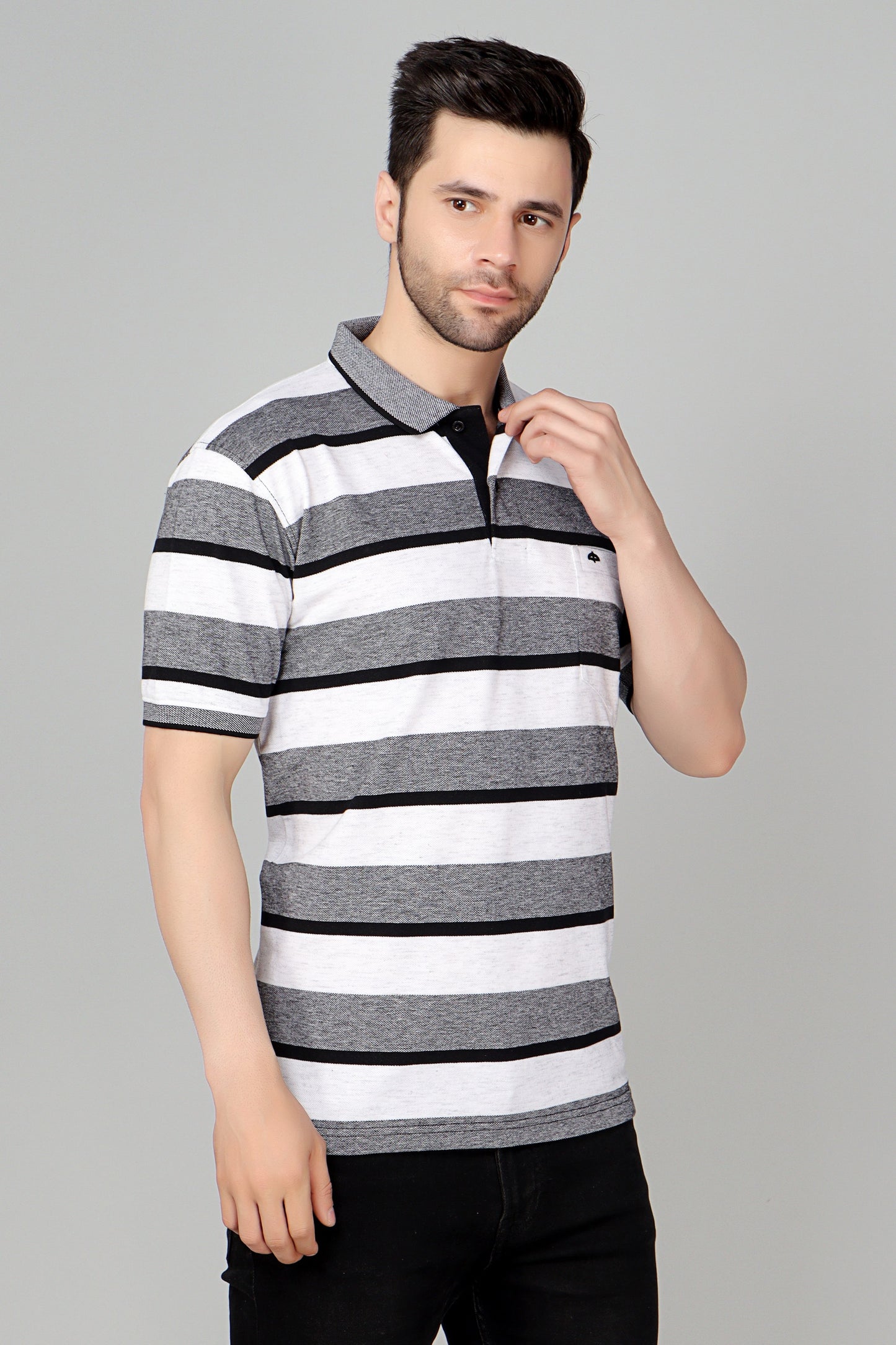 Pique Stripe Regular Fit Pocket Polo