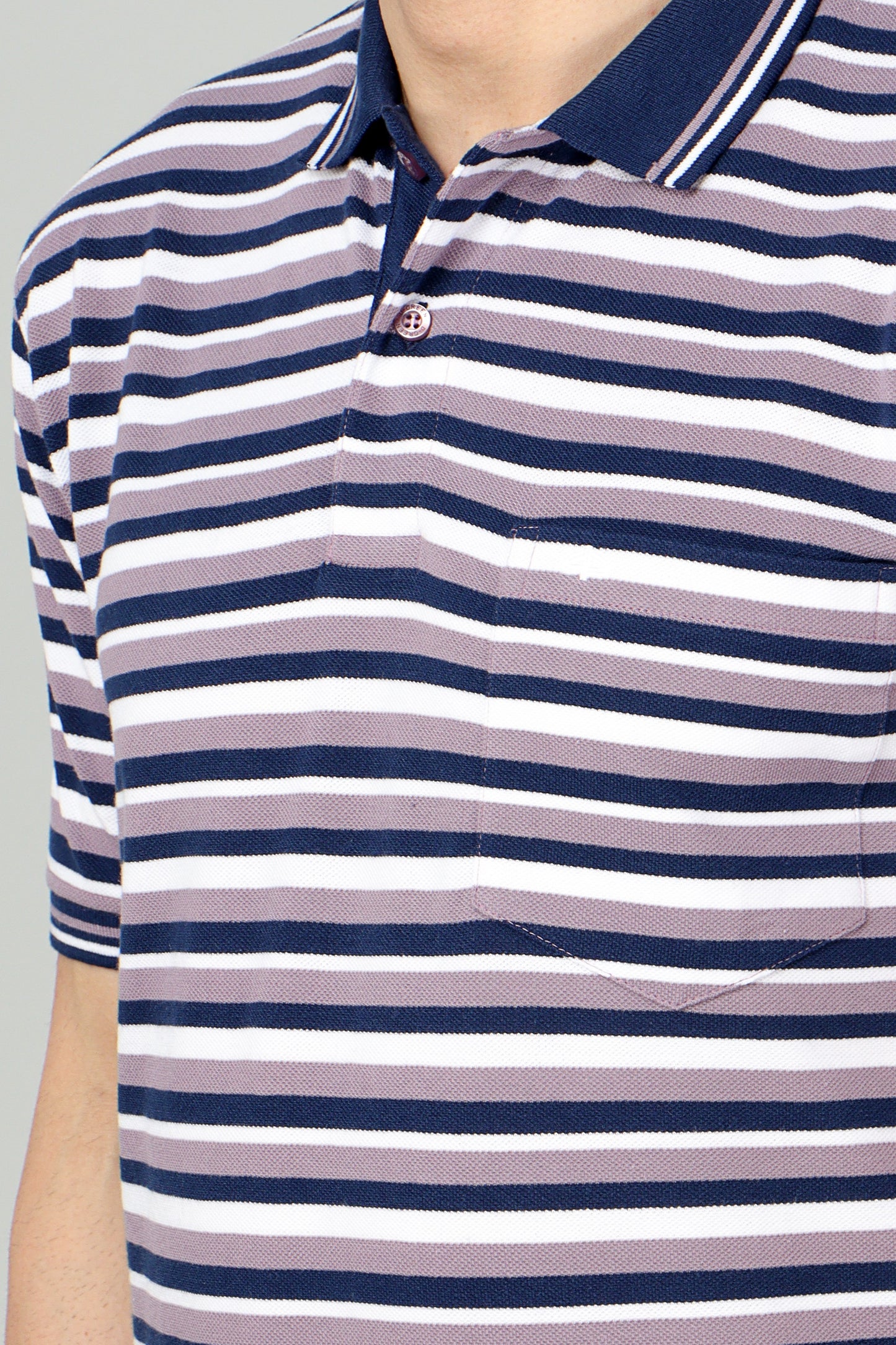 Pique Stripe Regular Fit Pocket Polo
