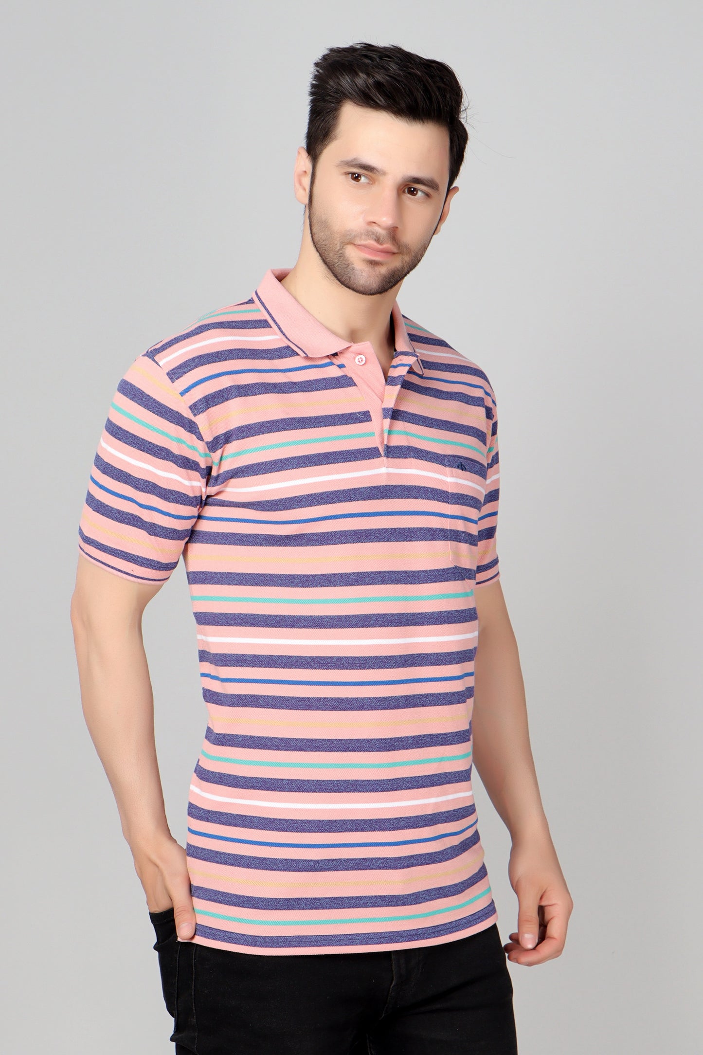 Pique Stripe Regular Fit Pocket Polo