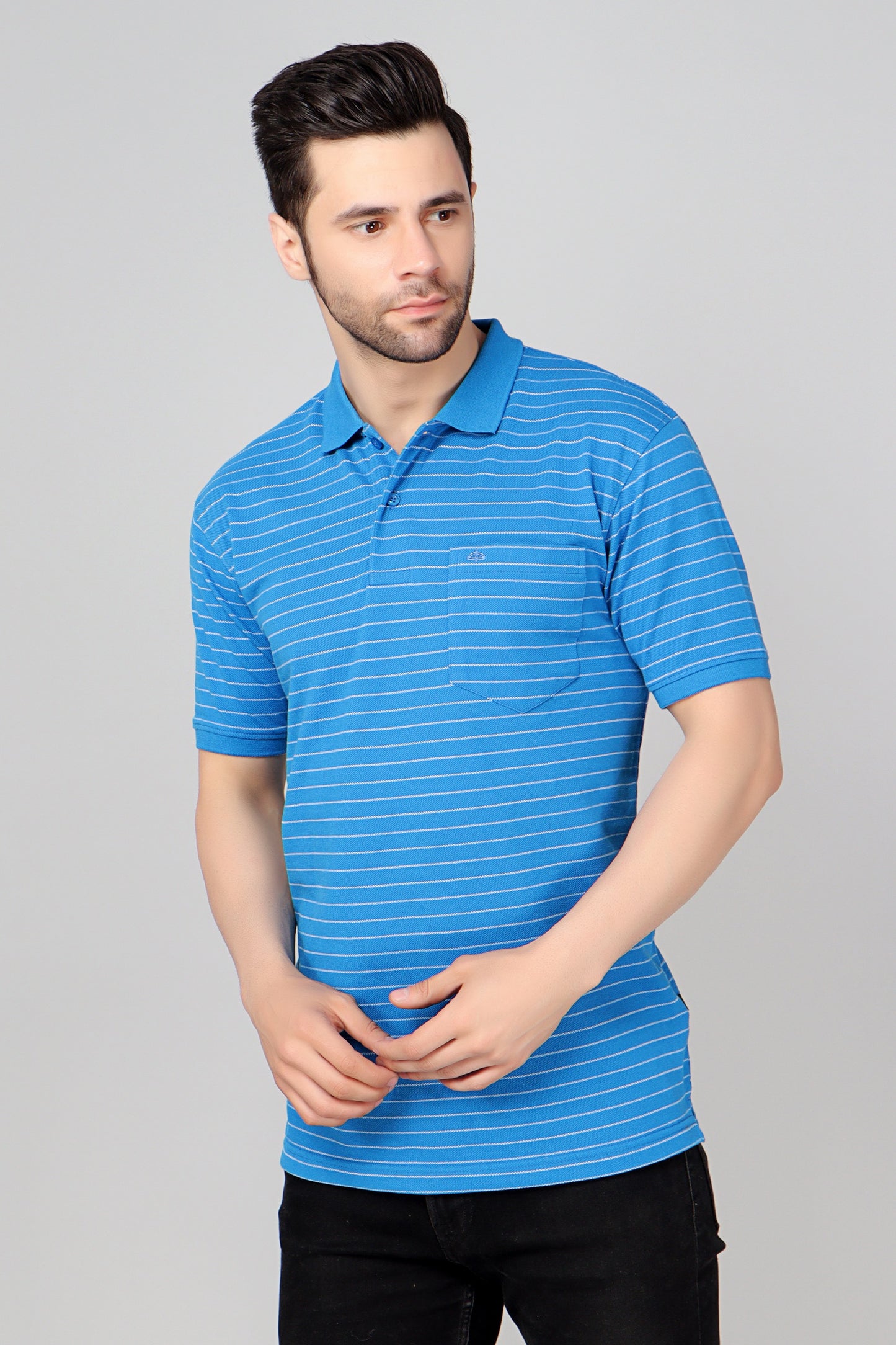 Pique Stripe Regular Fit Pocket Polo