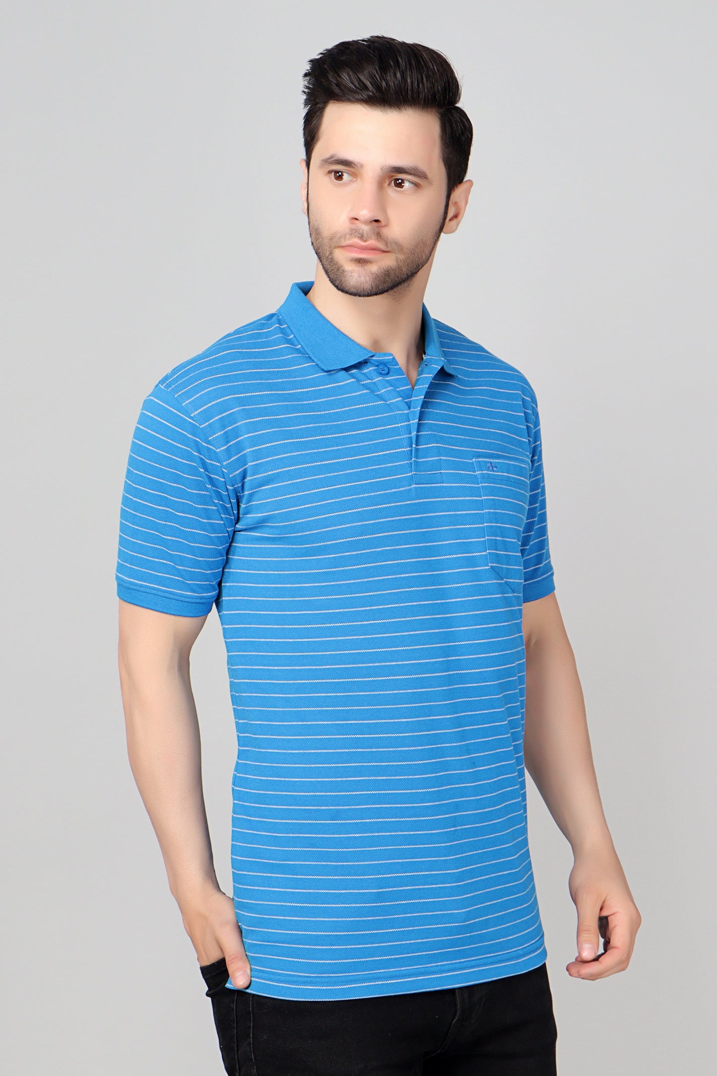 Pique Stripe Regular Fit Pocket Polo