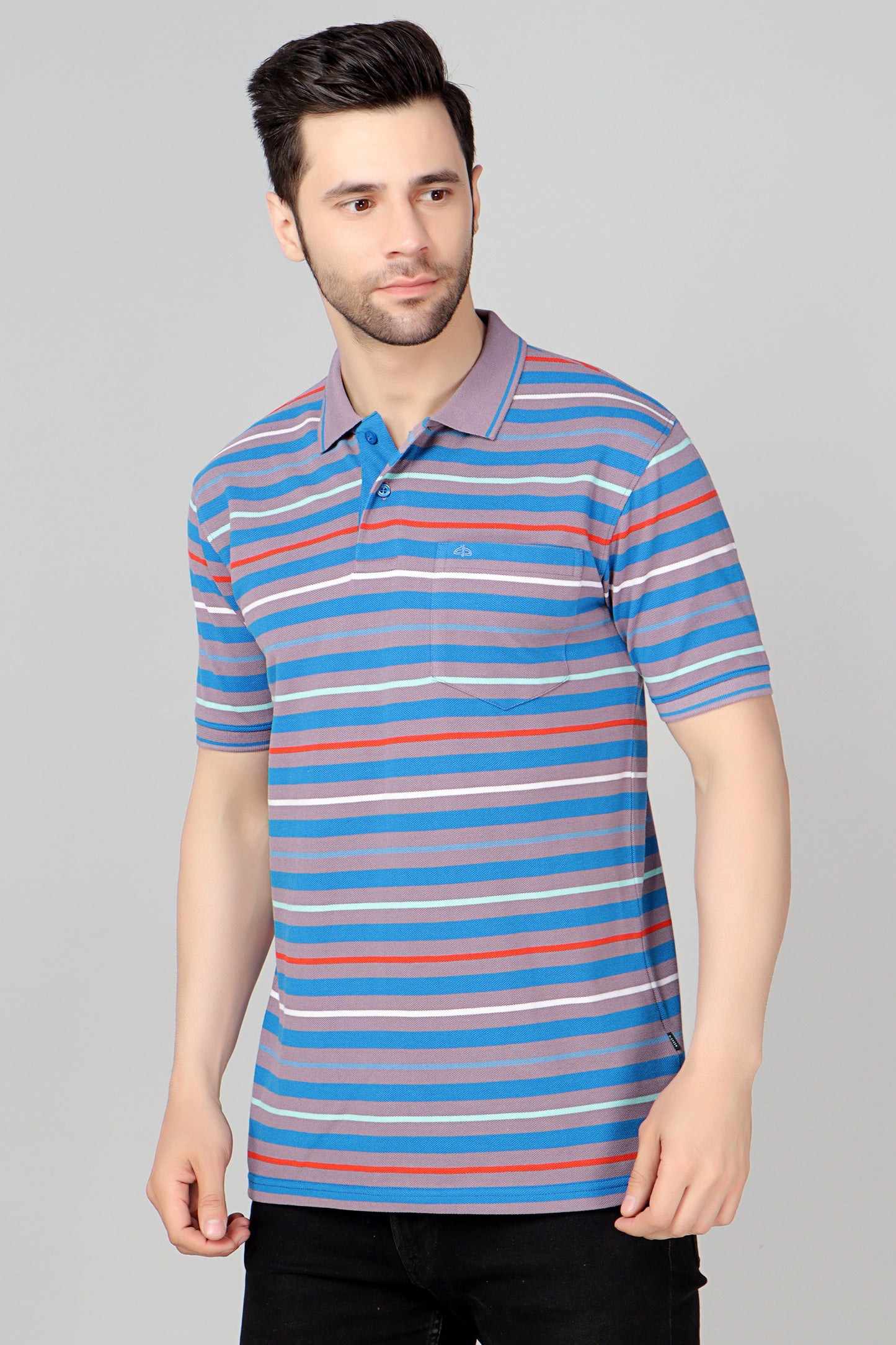 Pique Stripe Regular Fit Pocket Polo