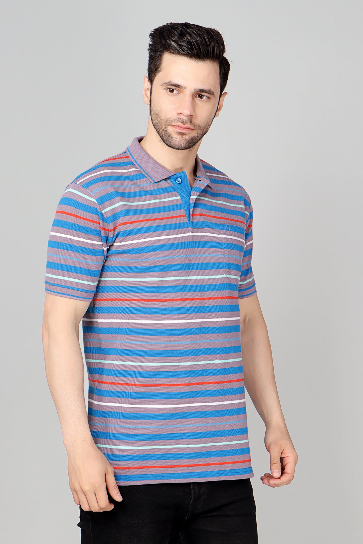Pique Stripe Regular Fit Pocket Polo