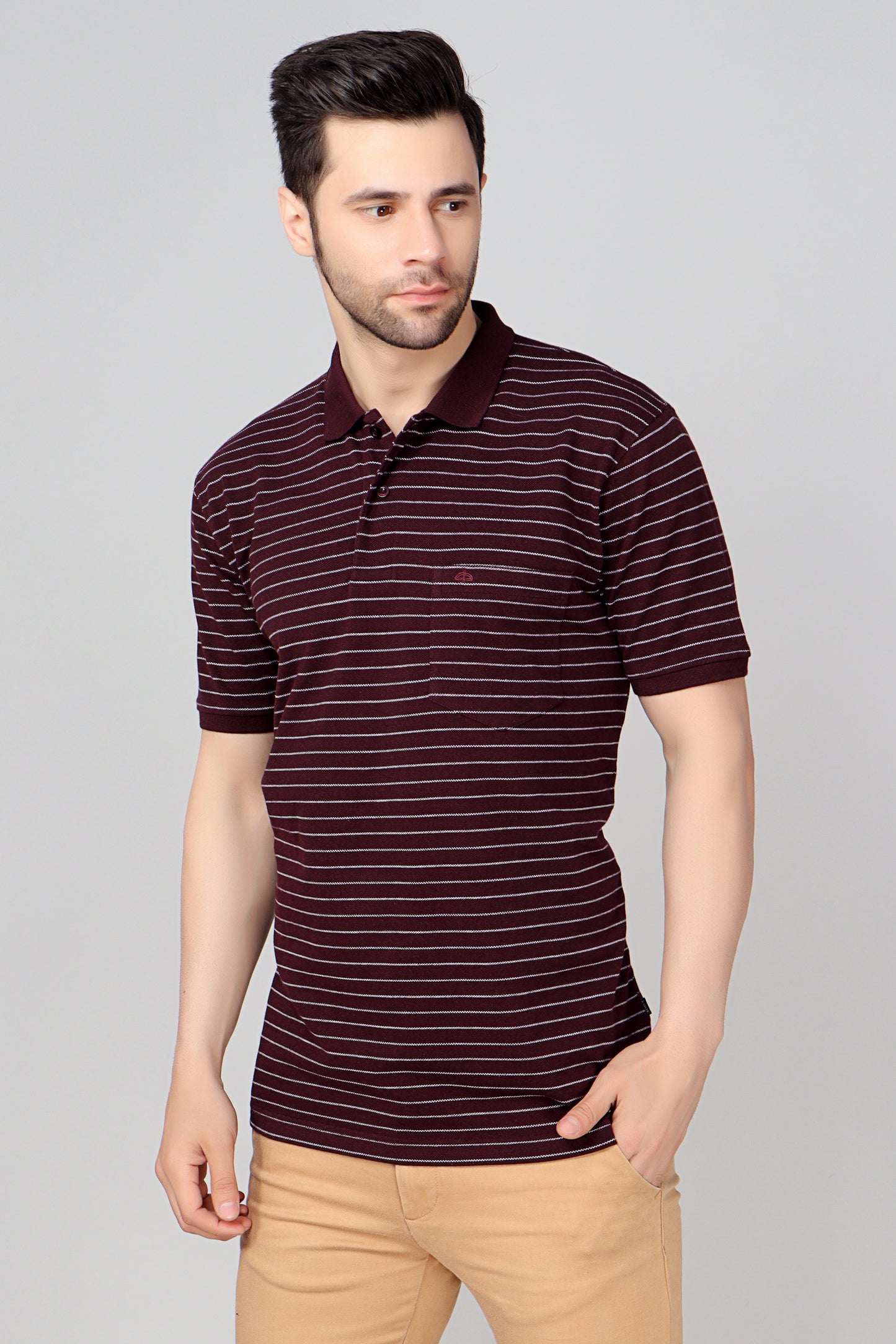 Pique Stripe Regular Fit Pocket Polo