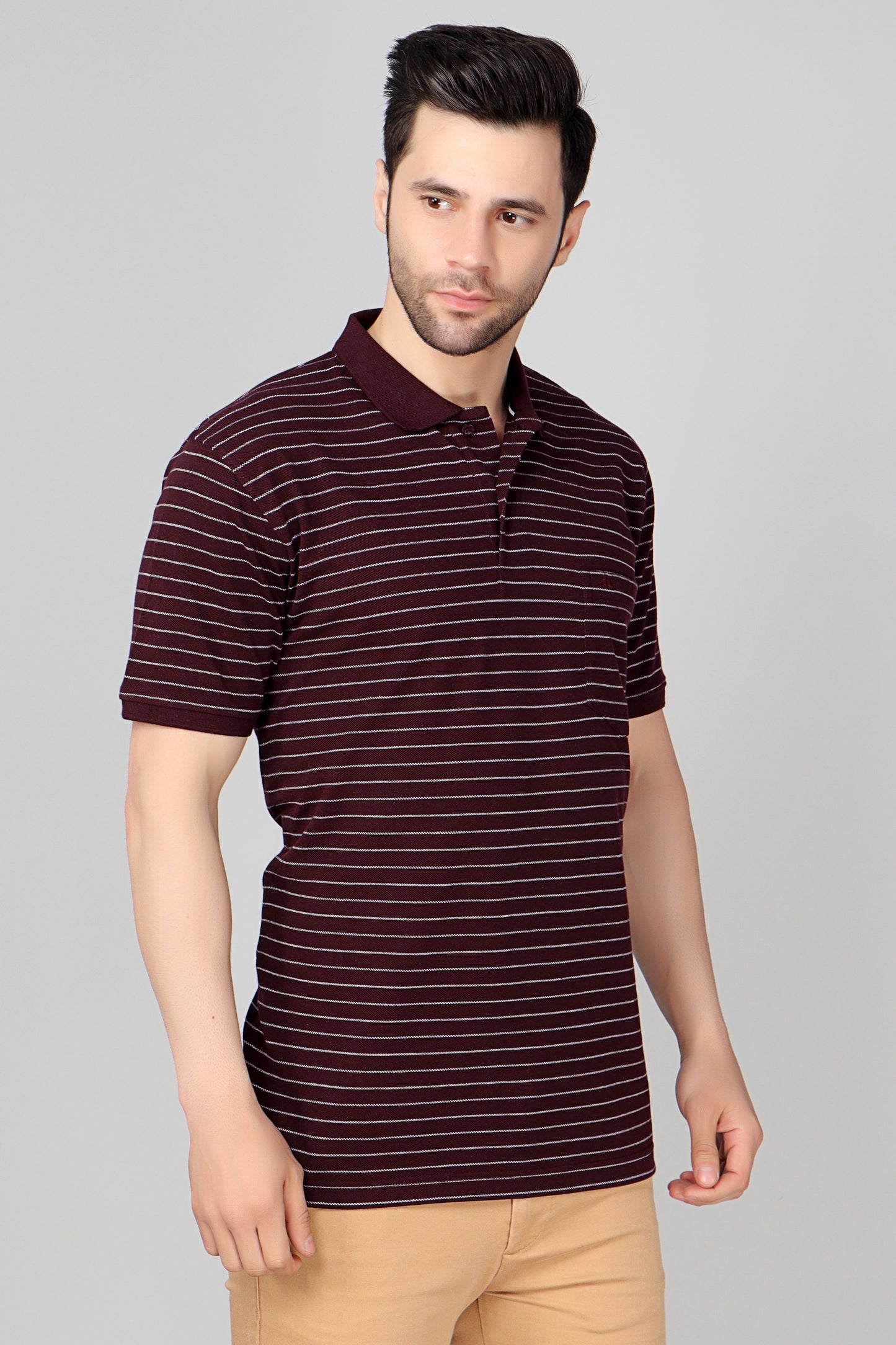 Pique Stripe Regular Fit Pocket Polo