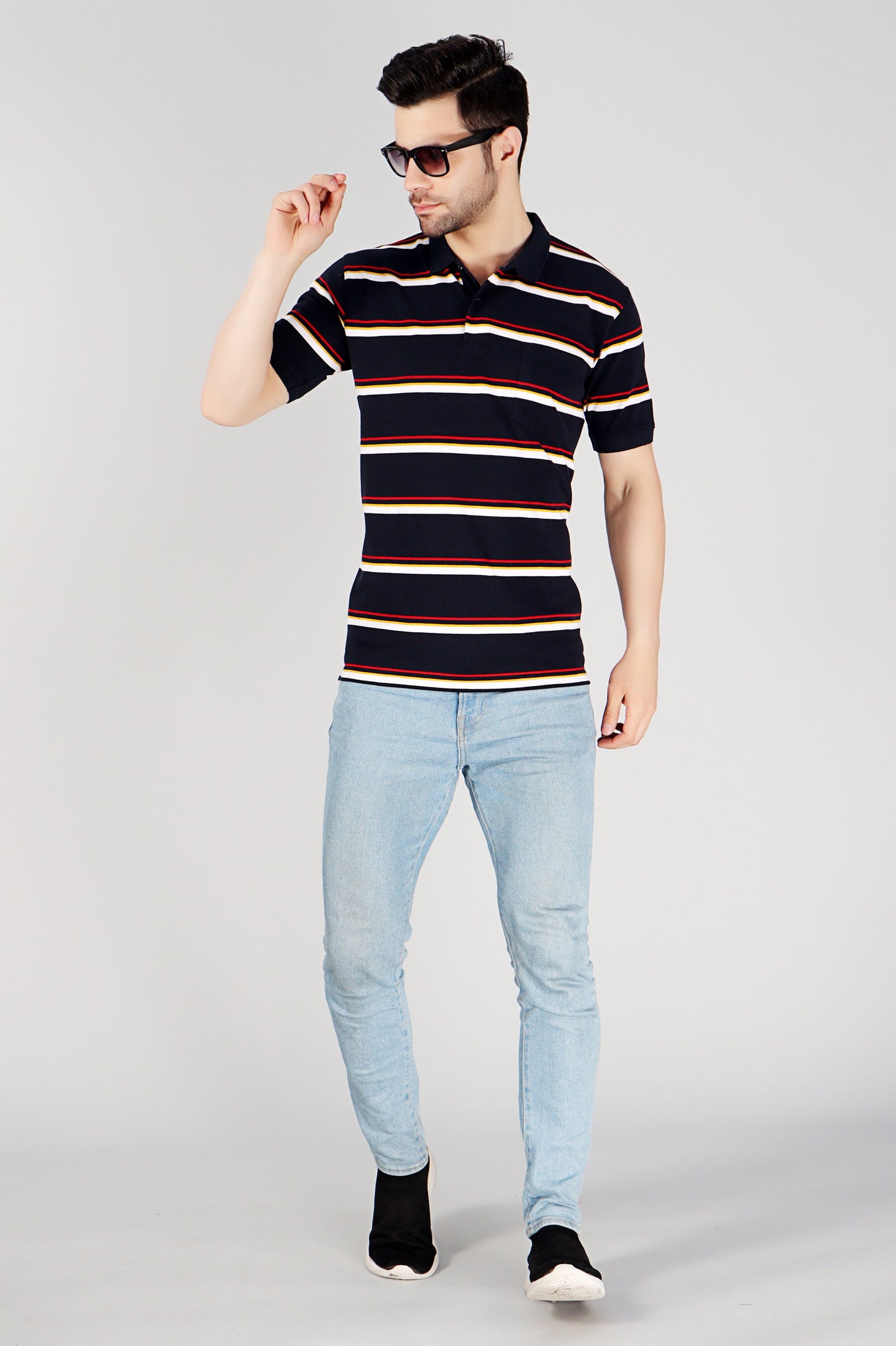 Pique Stripe Regular Fit Pocket Polo