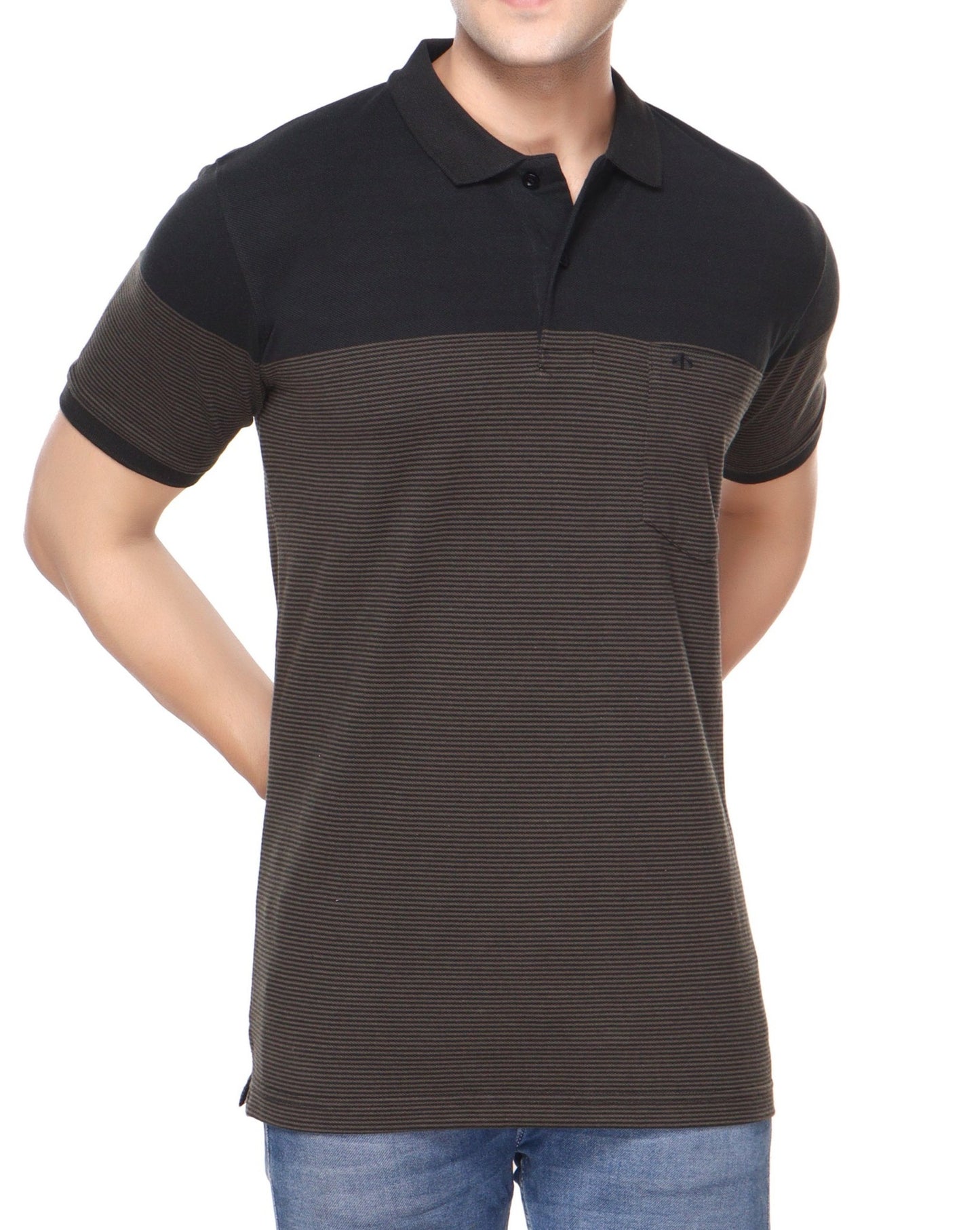 Pique Stripe Regular Fit Pocket Polo