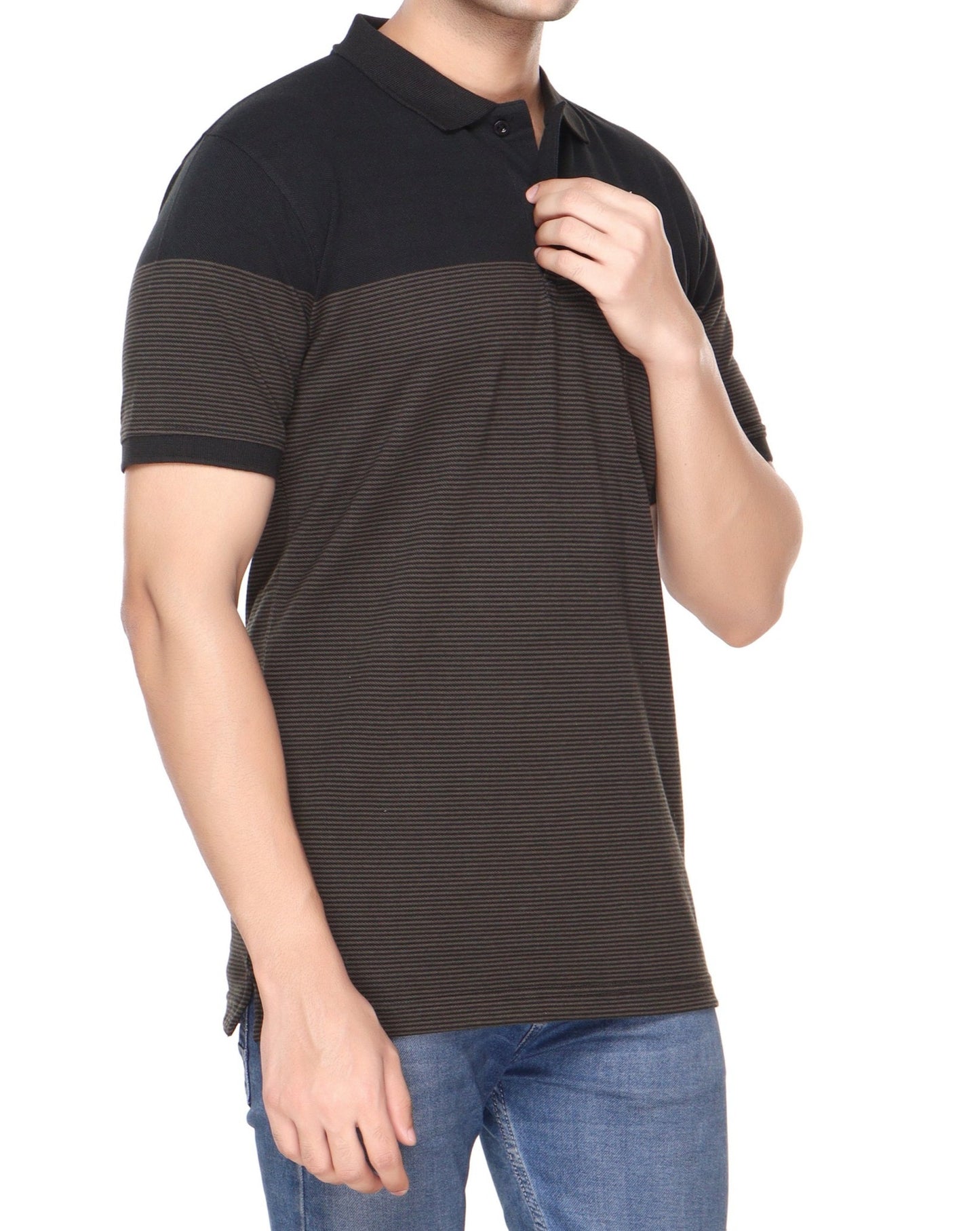 Pique Stripe Regular Fit Pocket Polo