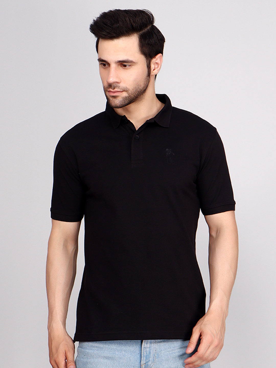 SOLID SELF LOGO PIQUE POLO