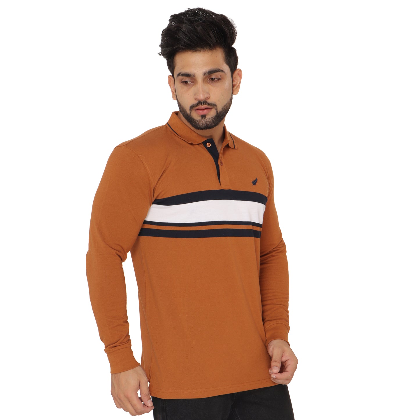 Long Sleeve Stripe Pique Polo