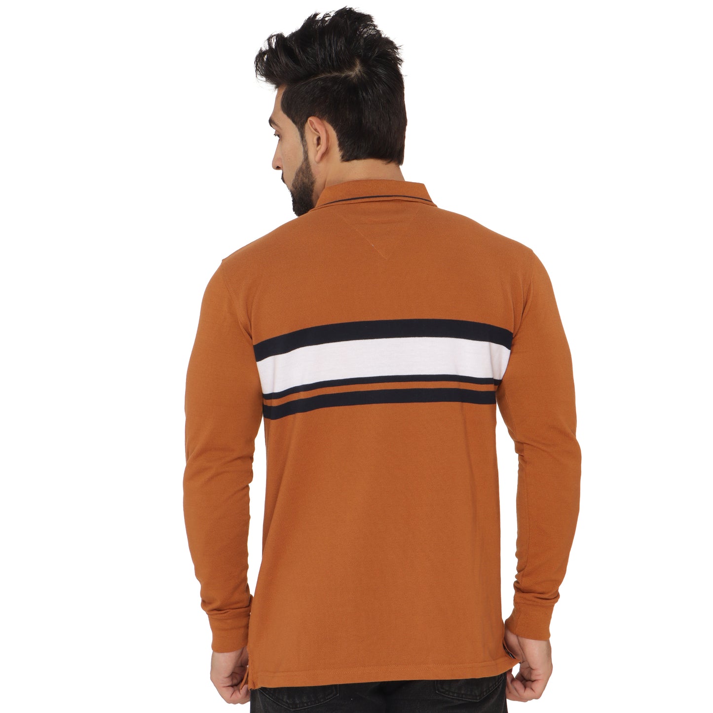Long Sleeve Stripe Pique Polo
