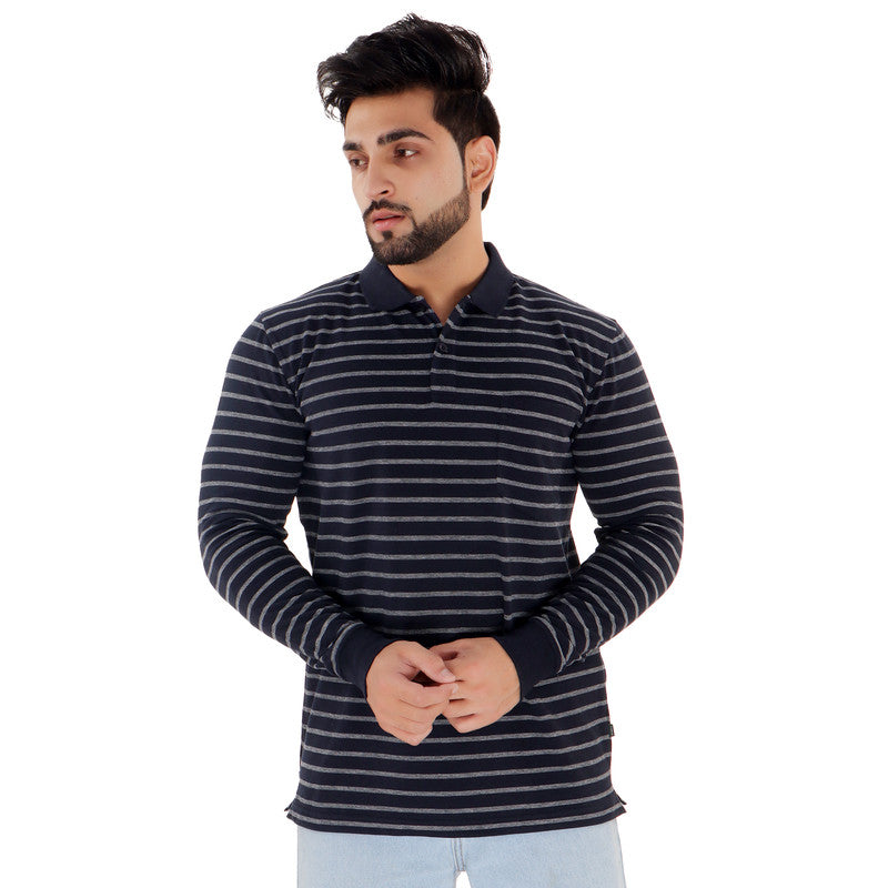 Long Sleeve Stripe Pique Polo
