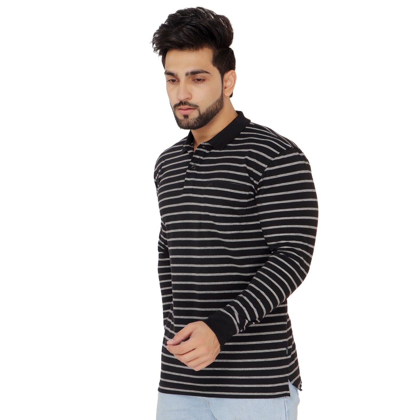 Long Sleeve Stripe Polo