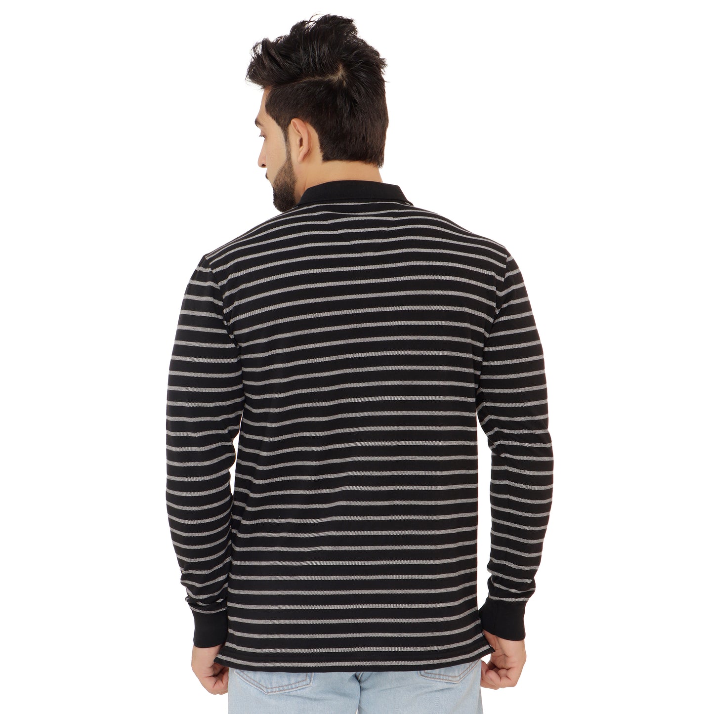 Long Sleeve Stripe Polo