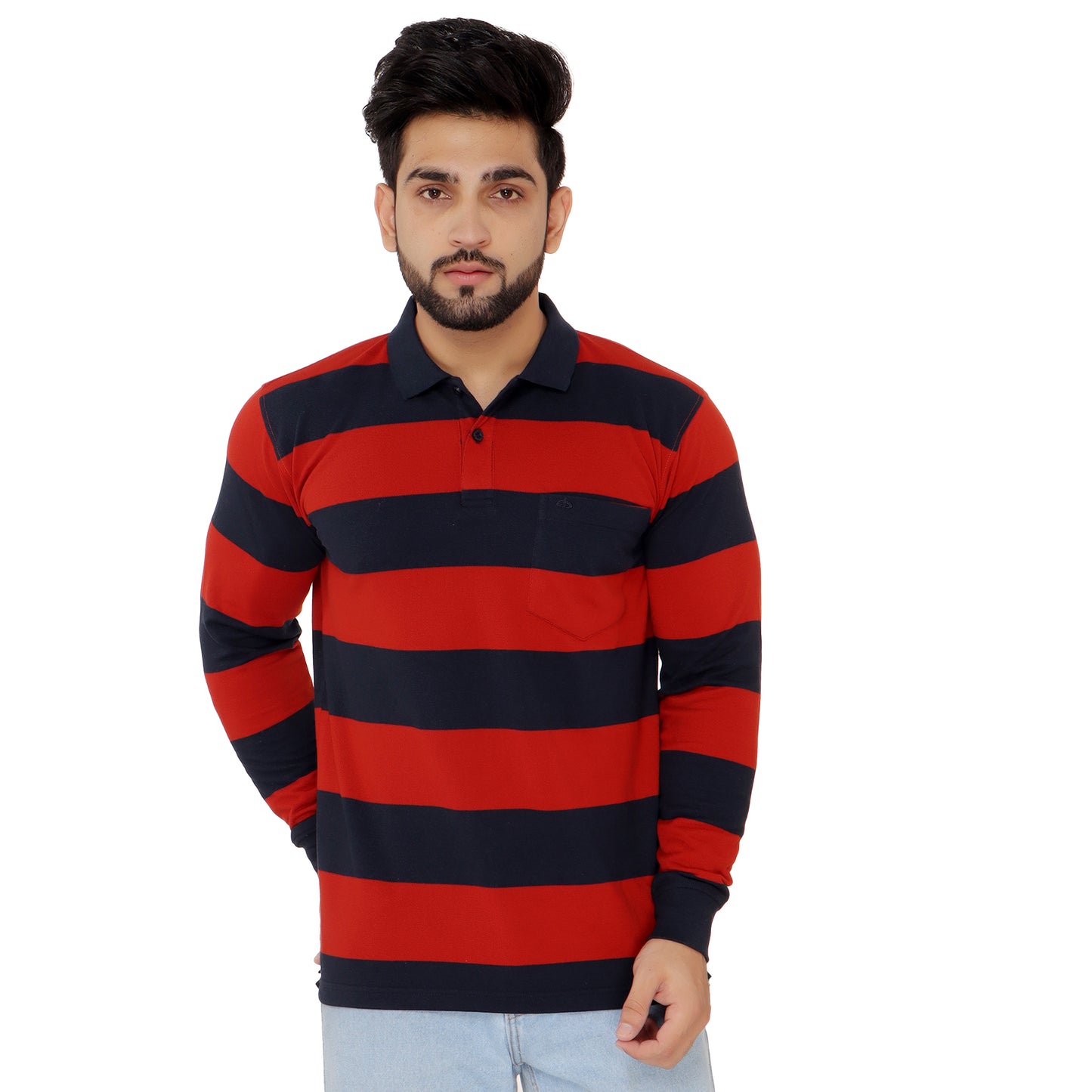 Long Sleeve Stripe Polo