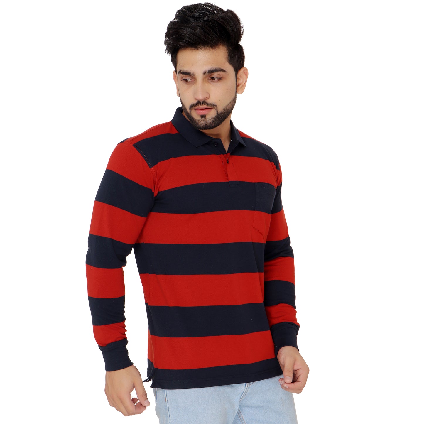 Long Sleeve Stripe Polo