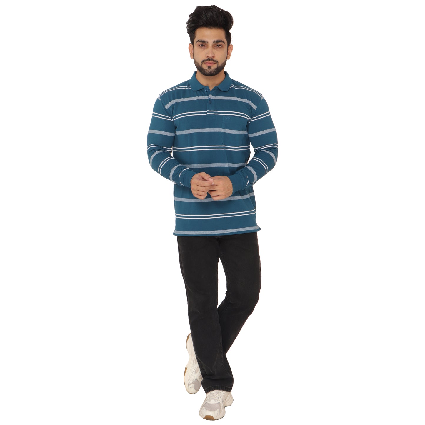 Long Sleeve Stripe Polo
