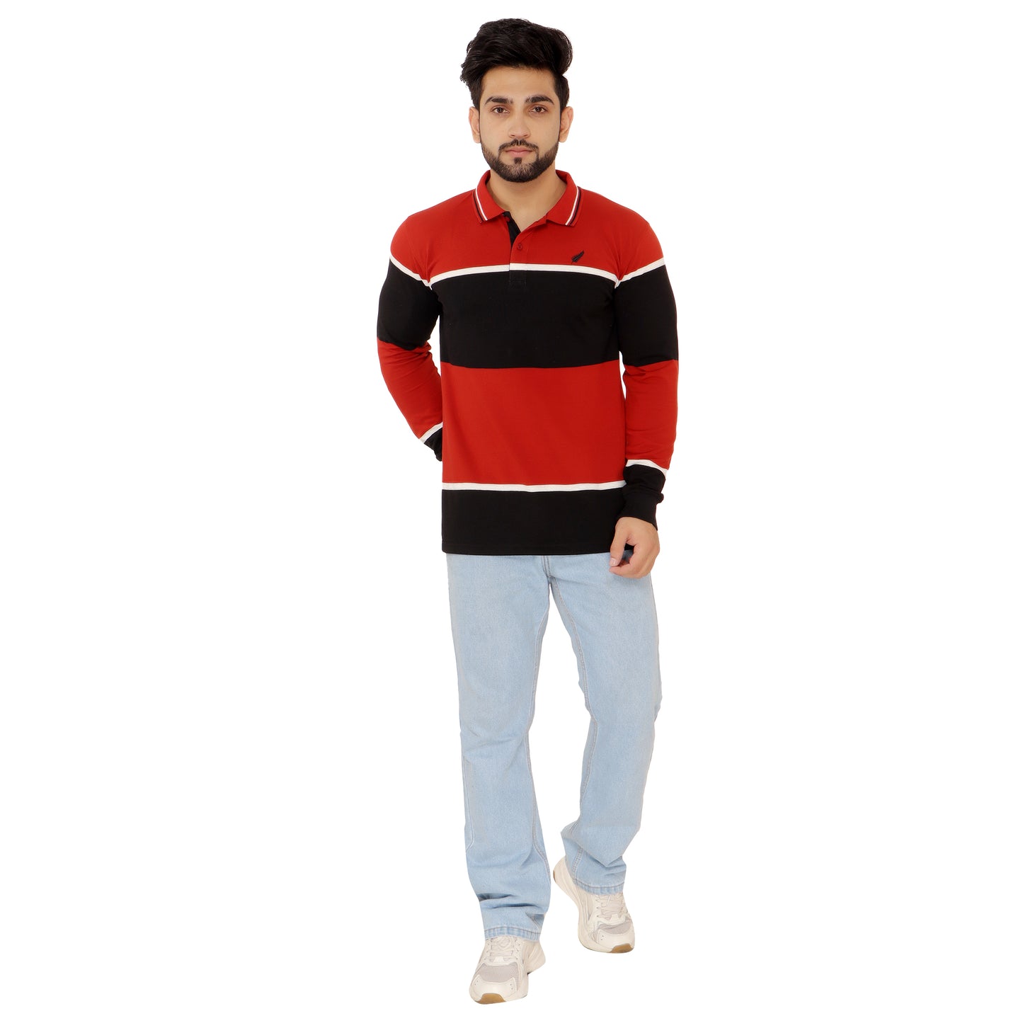 Long Sleeve Stripe Polo
