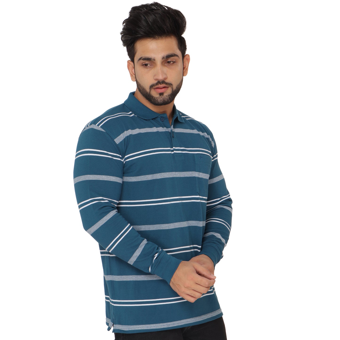 Long Sleeve Stripe Polo