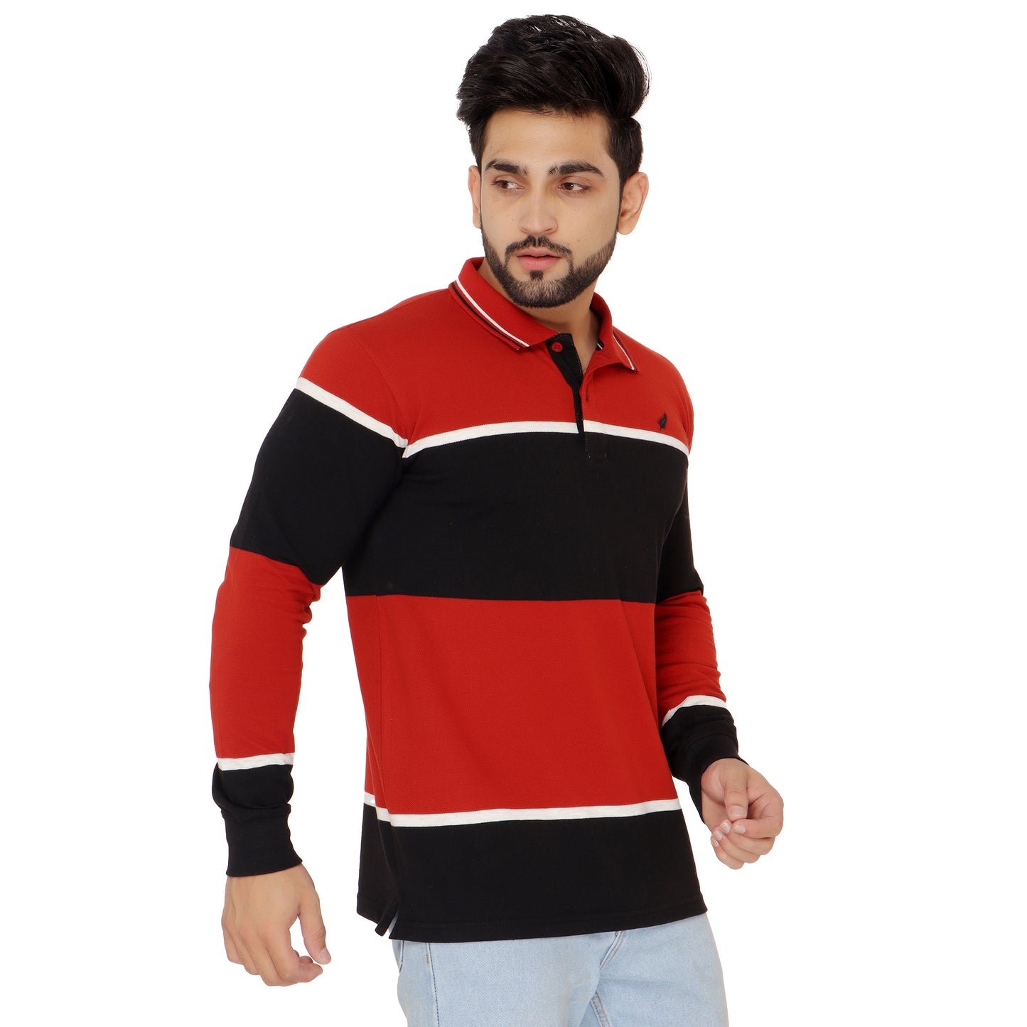 Long Sleeve Stripe Polo