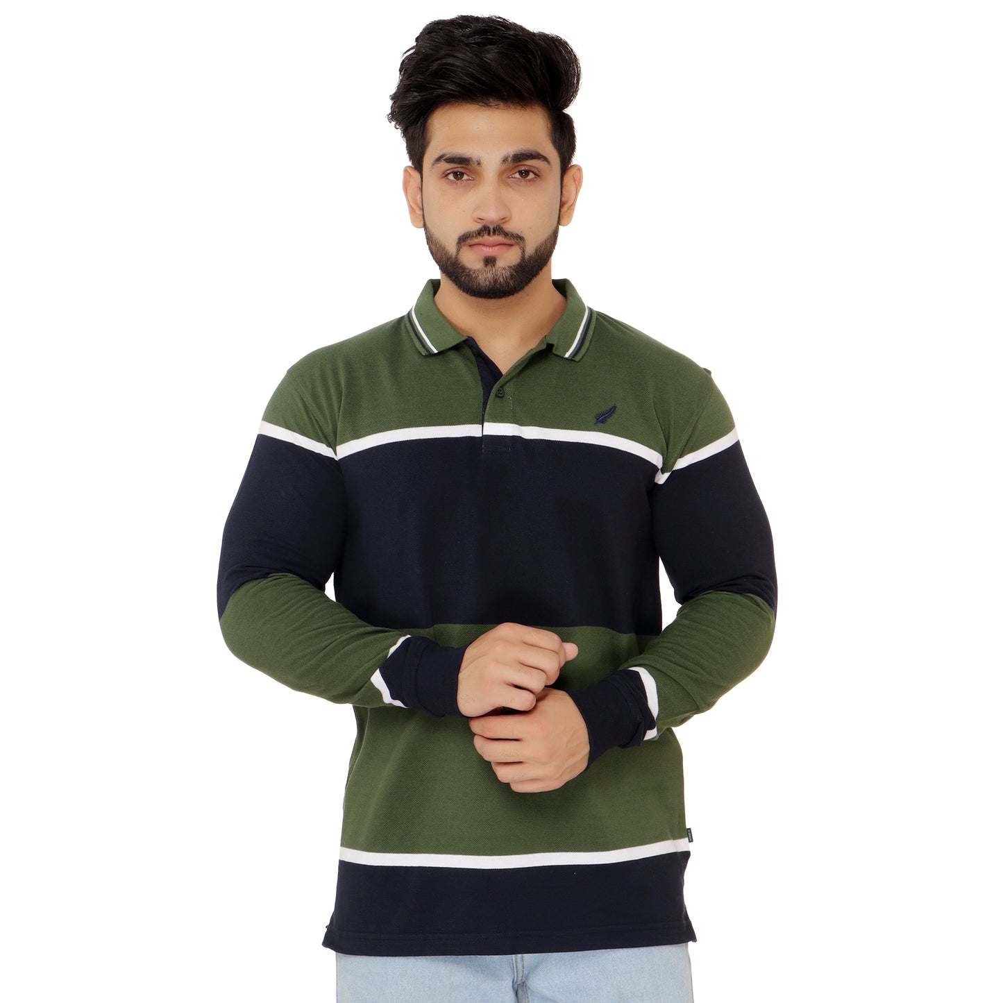 Long Sleeve Stripe Polo