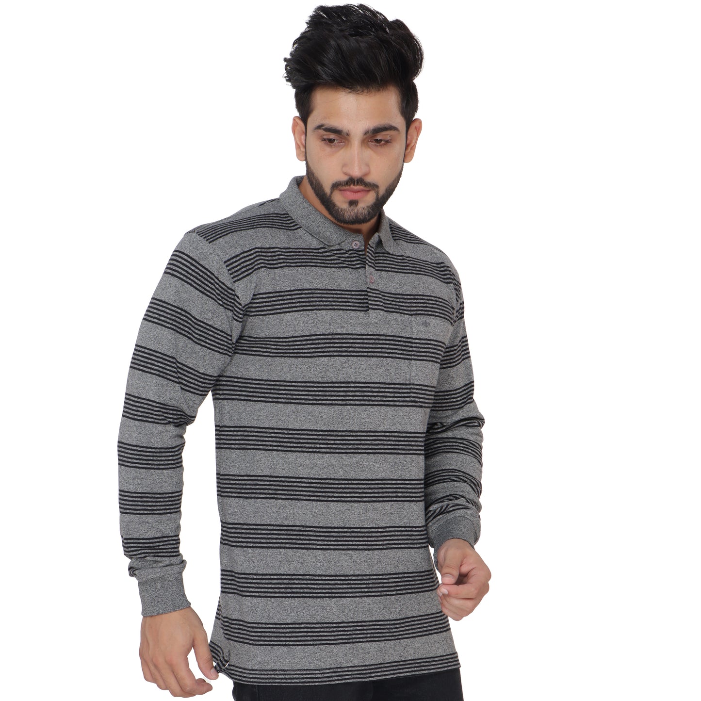 Long Sleeve Stripe Polo