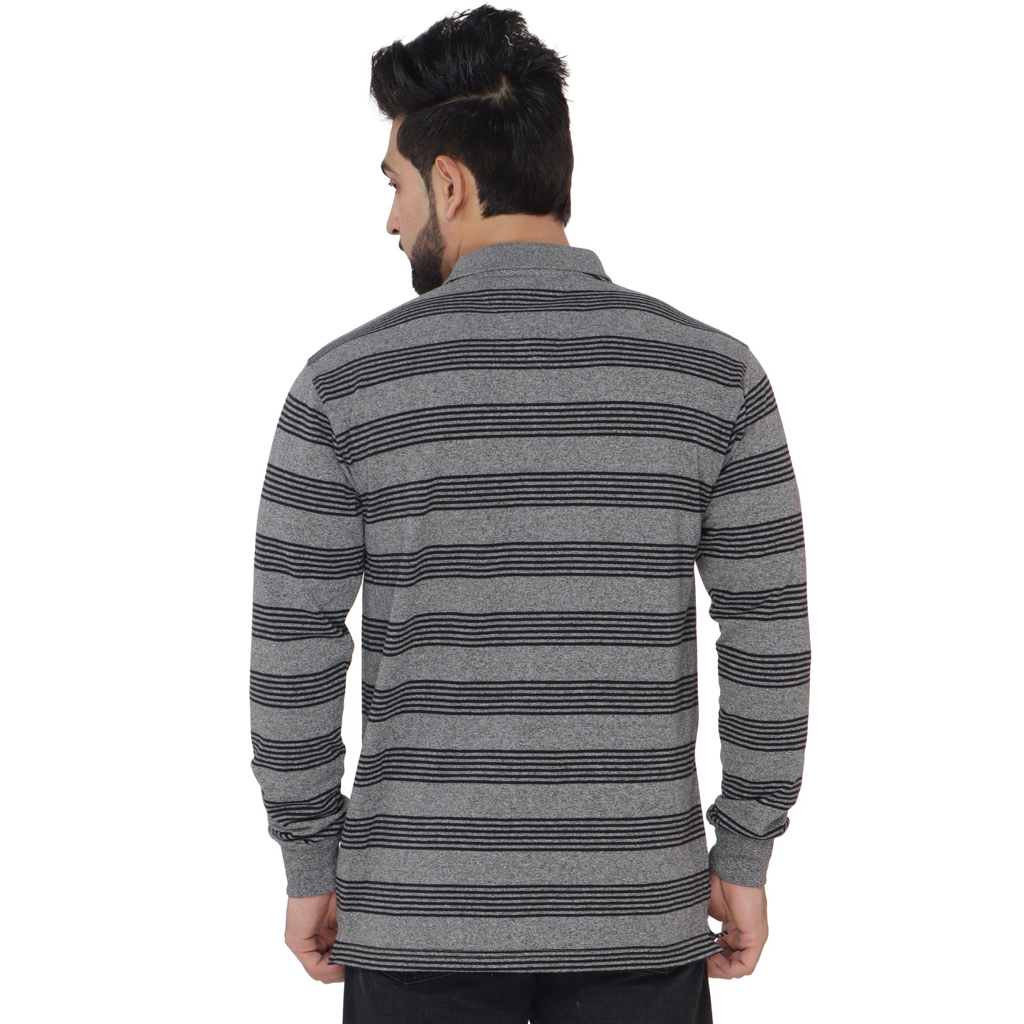Long Sleeve Stripe Polo