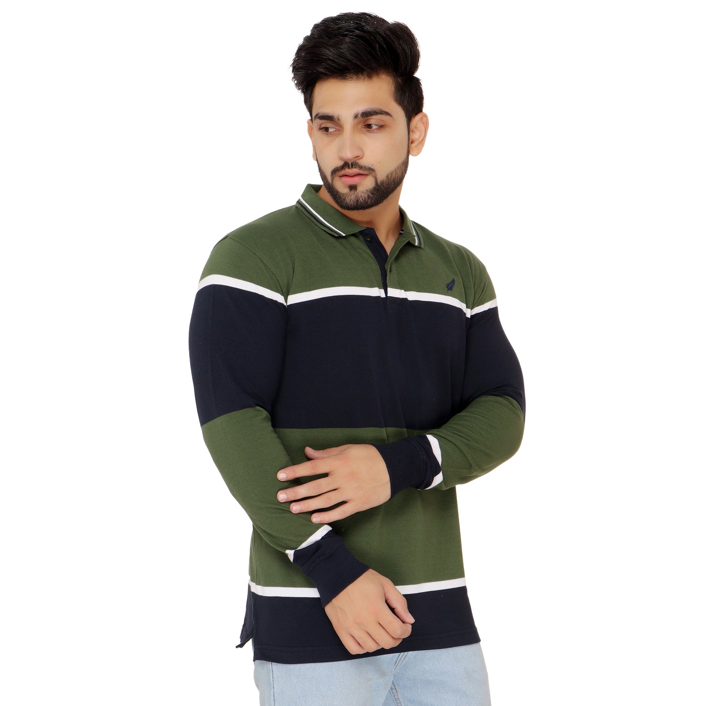 Long Sleeve Stripe Polo