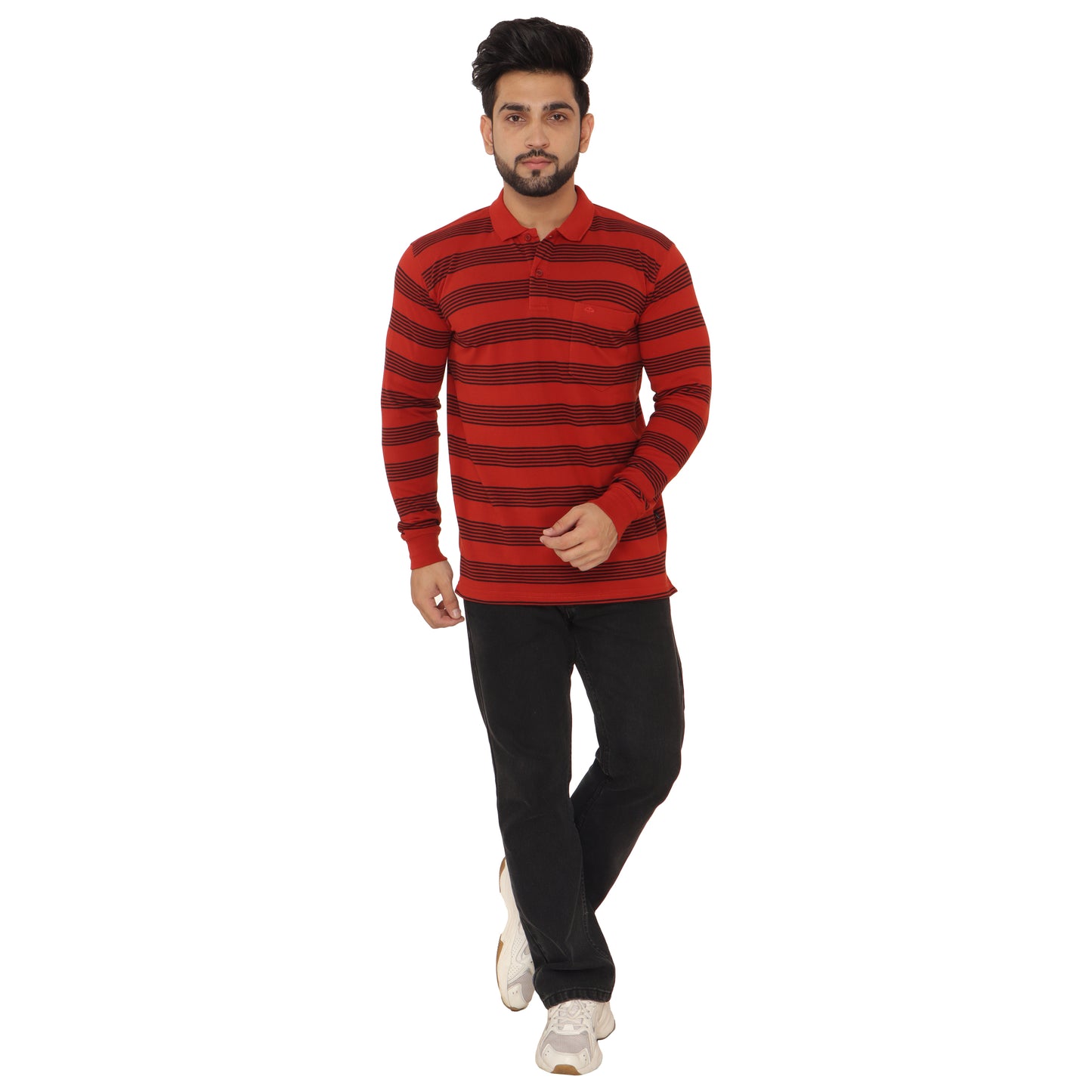 Long Sleeve Stripe Polo