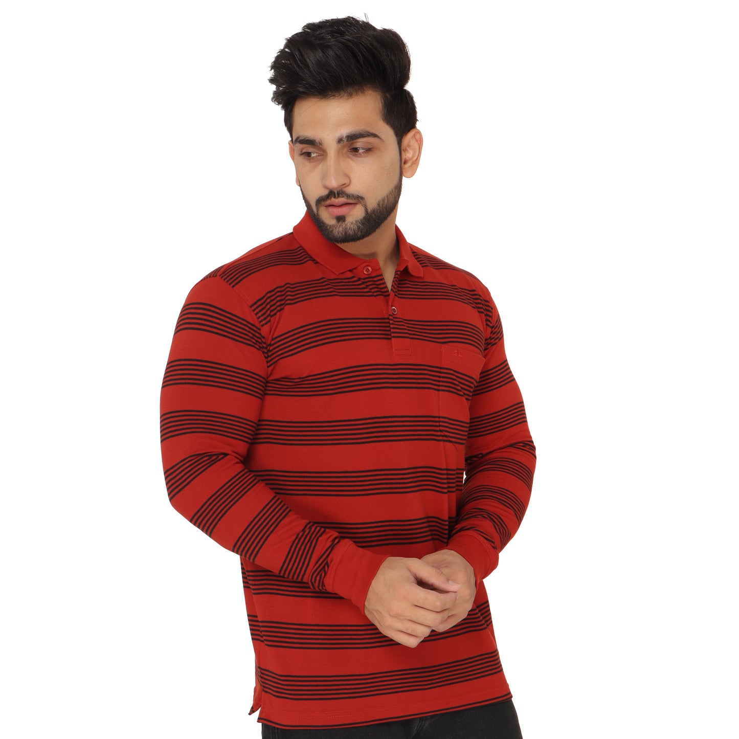 Long Sleeve Stripe Polo