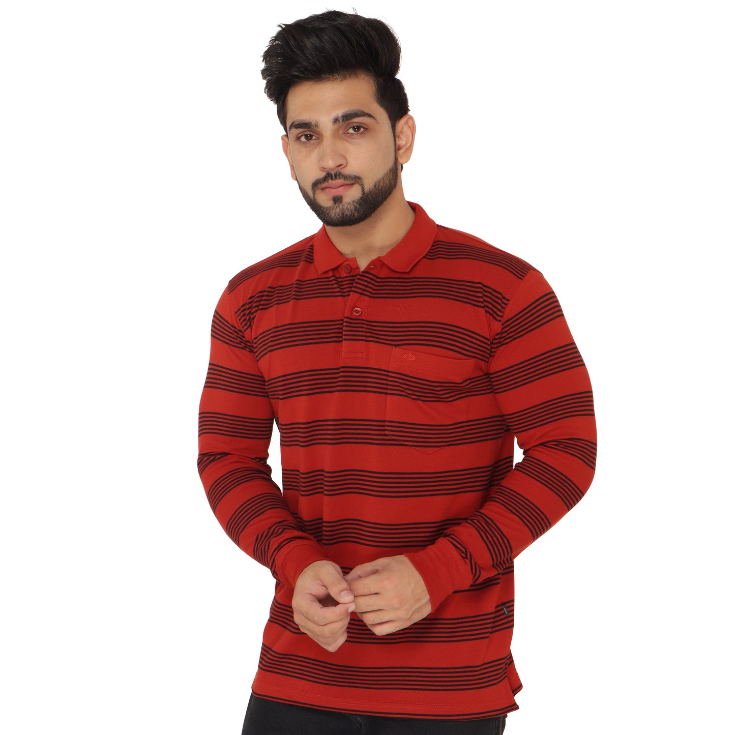 Long Sleeve Stripe Polo