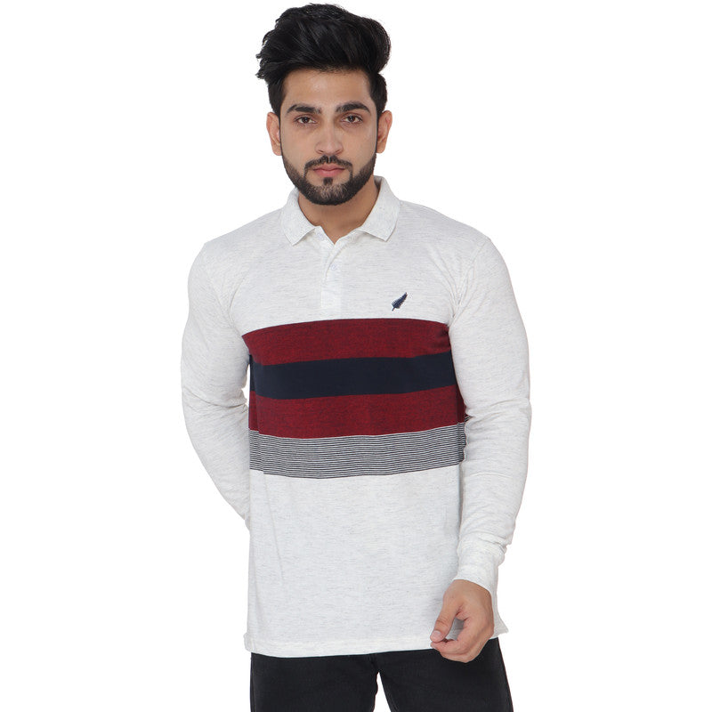 Long Sleeve Stripe Pique Polo