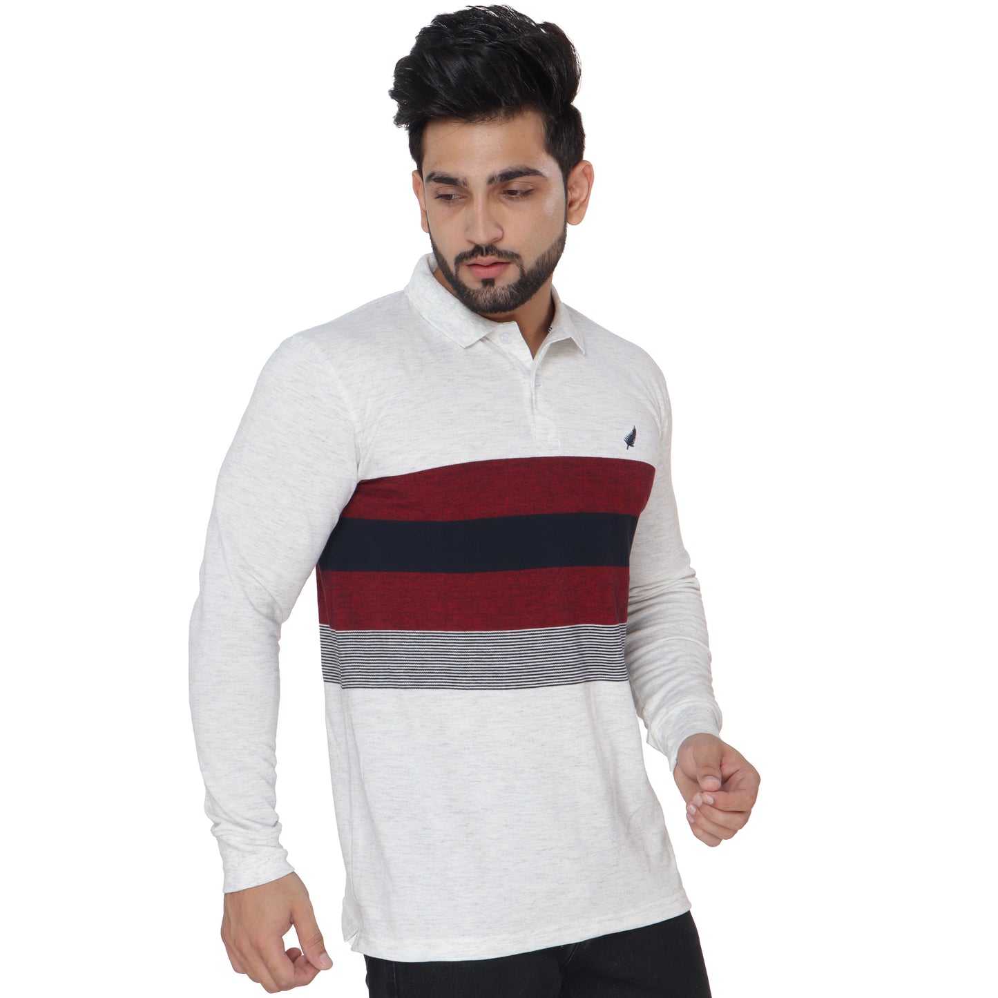 Long Sleeve Stripe Pique Polo