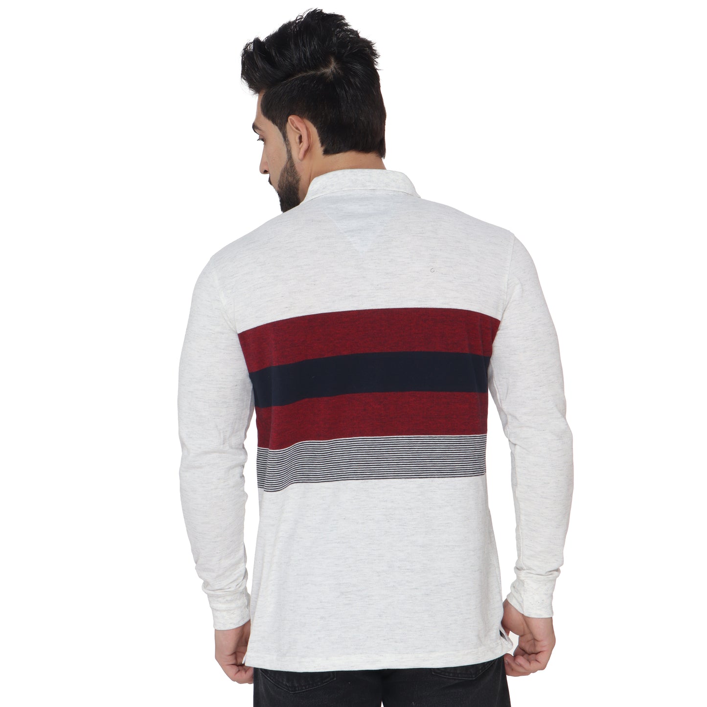 Long Sleeve Stripe Pique Polo