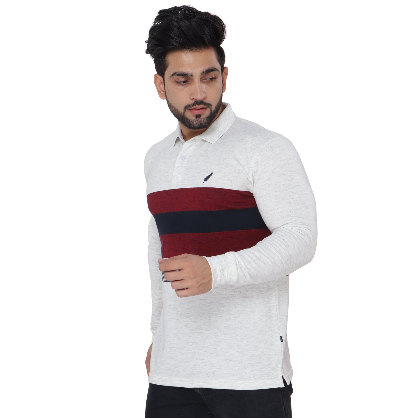 Long Sleeve Stripe Pique Polo