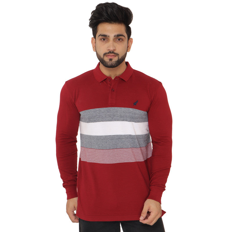 Long Sleeve Stripe Polo