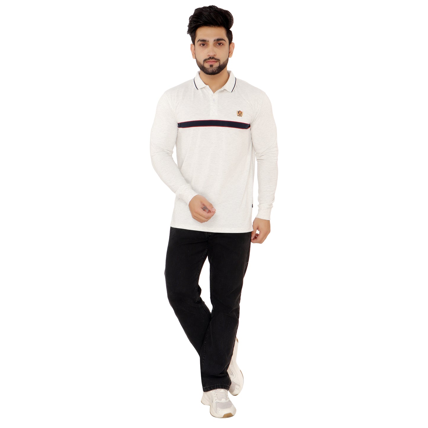 Long Sleeve Stripe Jersey Polo