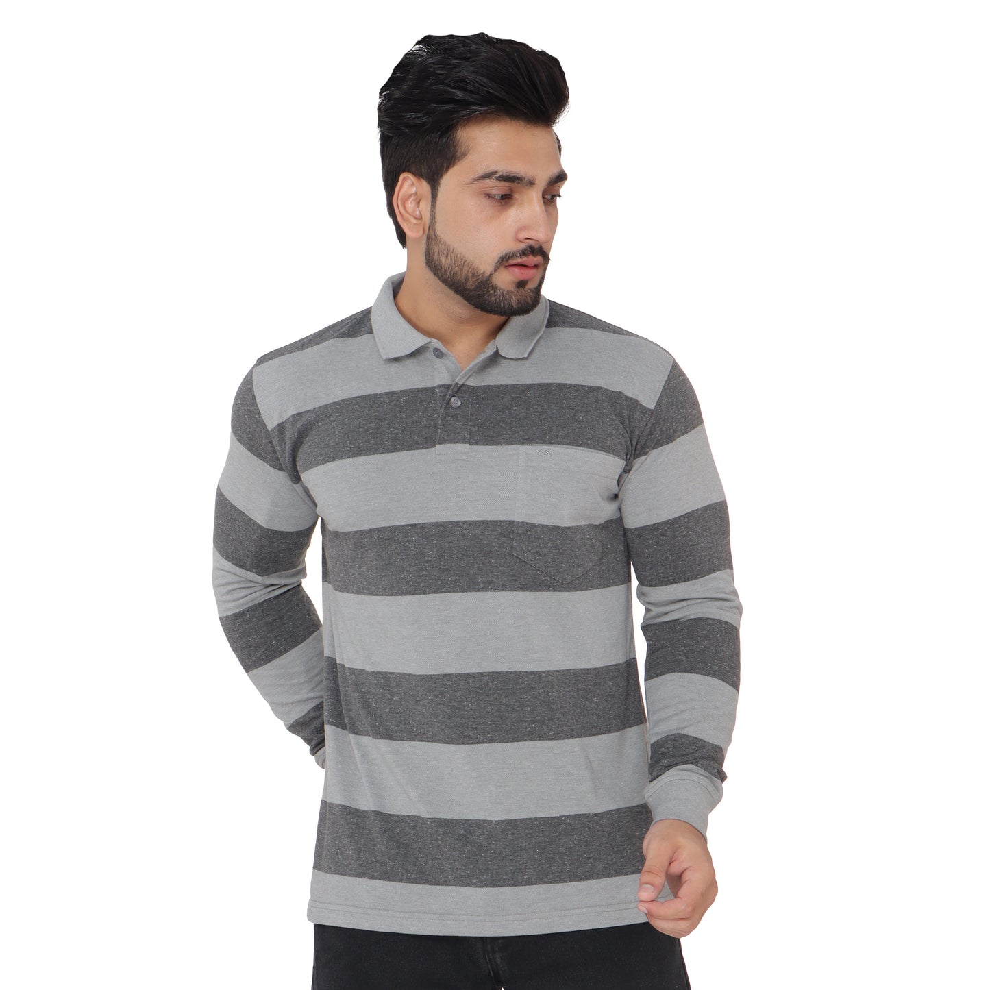 Long Sleeve Stripe Polo