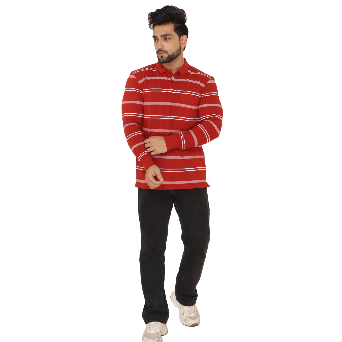 Long Sleeve Stripe Polo