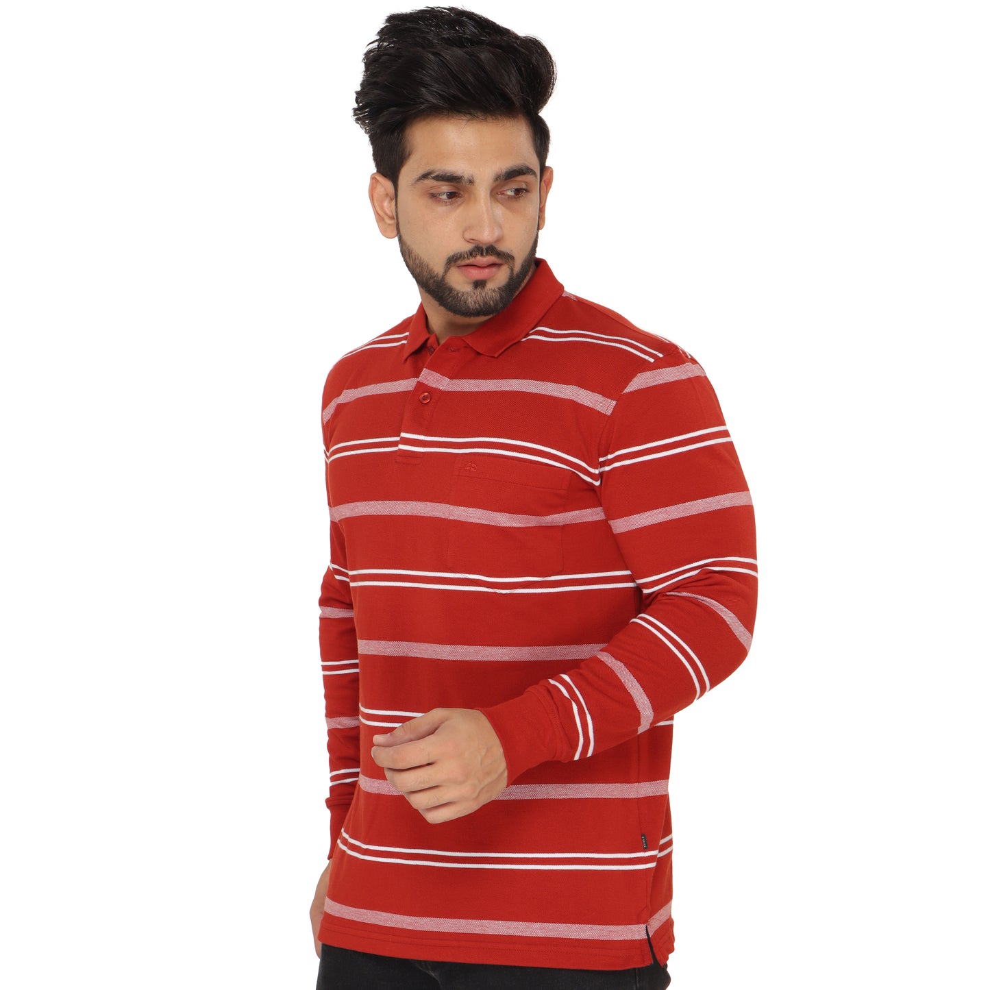 Long Sleeve Stripe Polo