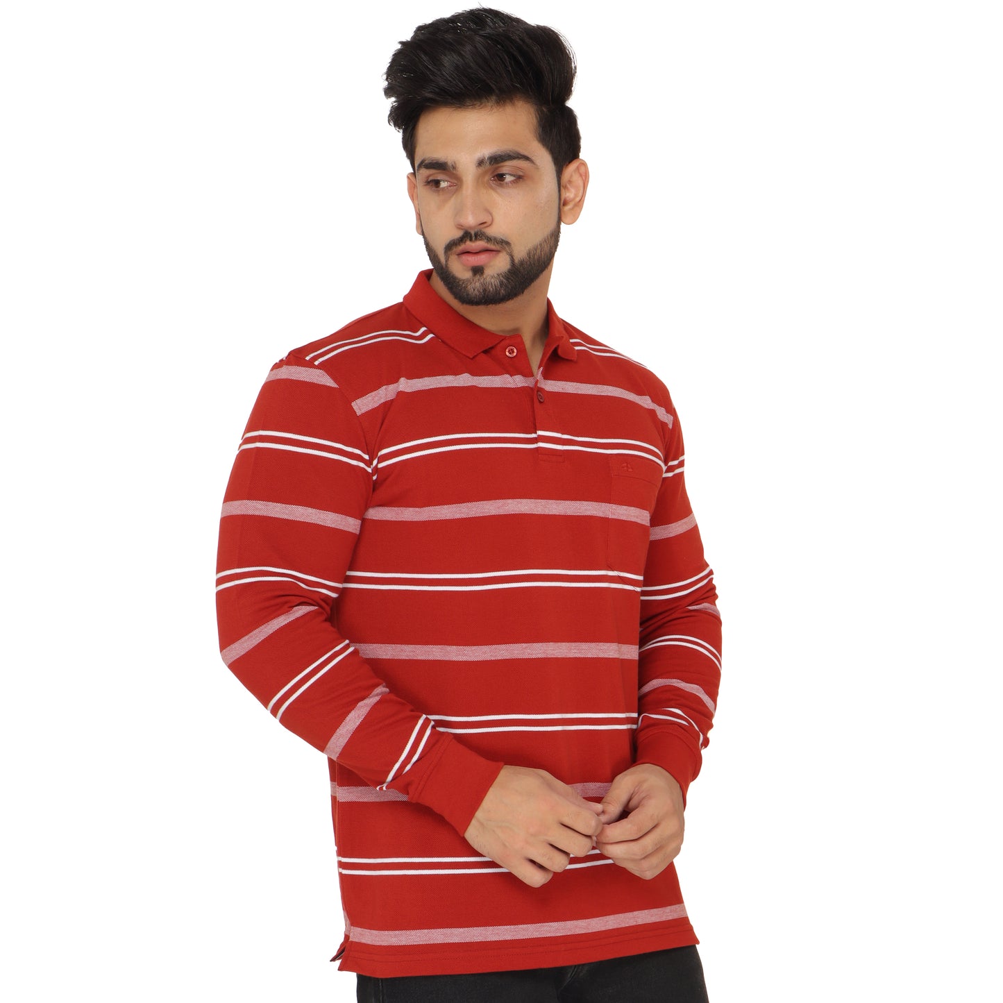 Long Sleeve Stripe Polo