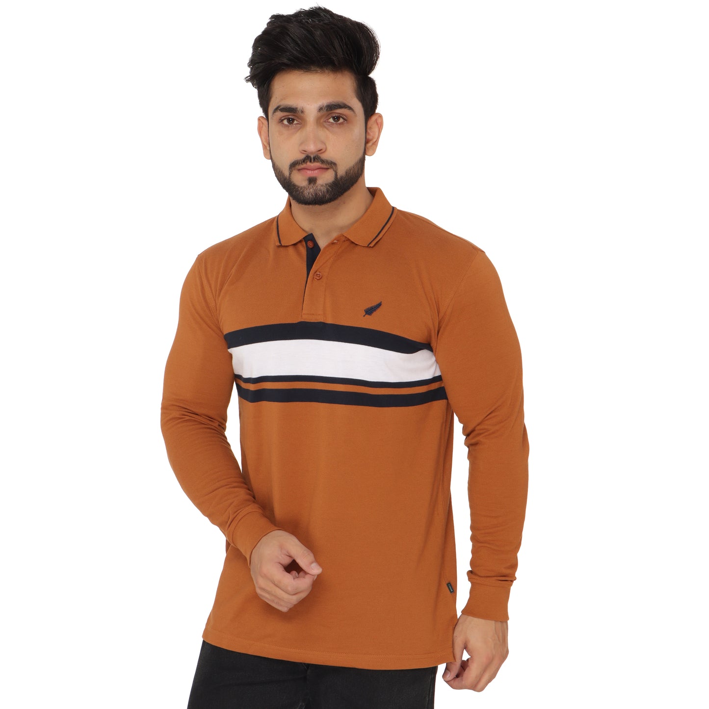 Long Sleeve Stripe Pique Polo