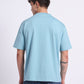 Oversized Cotton Lycra Tee Cool Blue