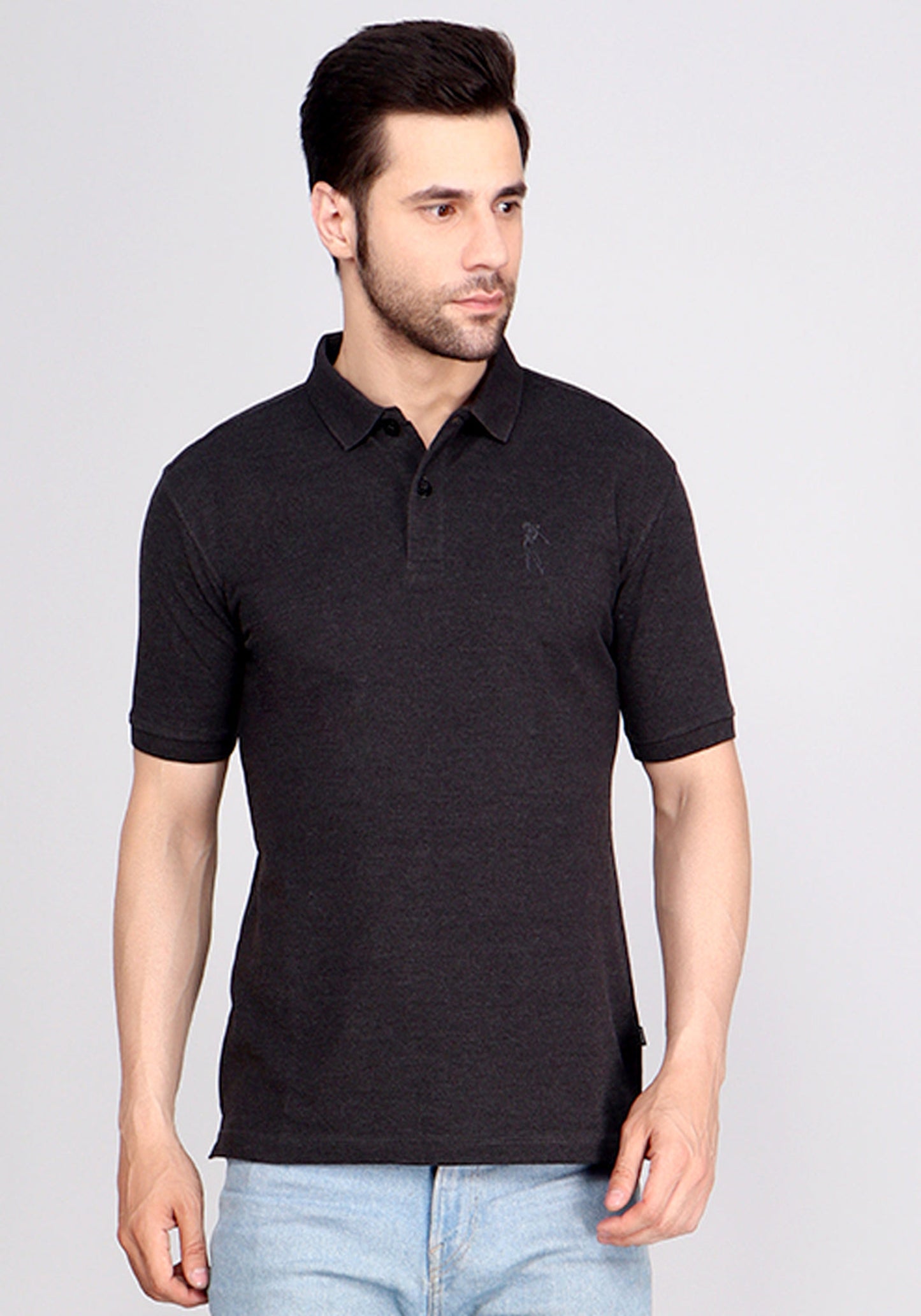 SOLID SELF LOGO PIQUE POLO