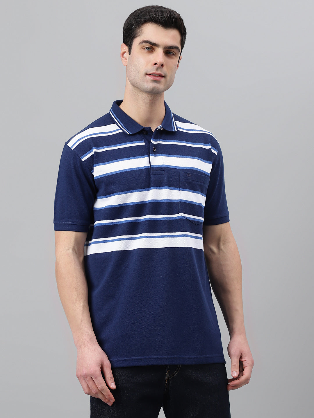 Pique Stripe Regular Fit Pocket Polo