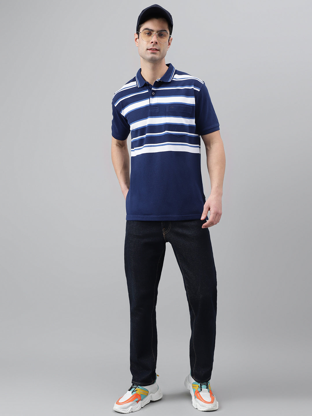 Pique Stripe Regular Fit Pocket Polo