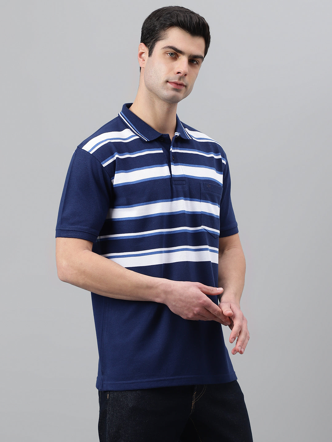 Pique Stripe Regular Fit Pocket Polo
