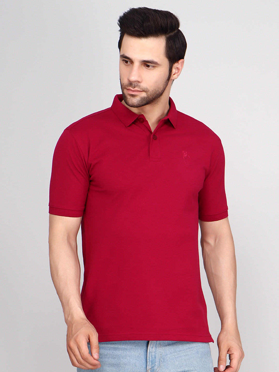 SOLID SELF LOGO PIQUE POLO